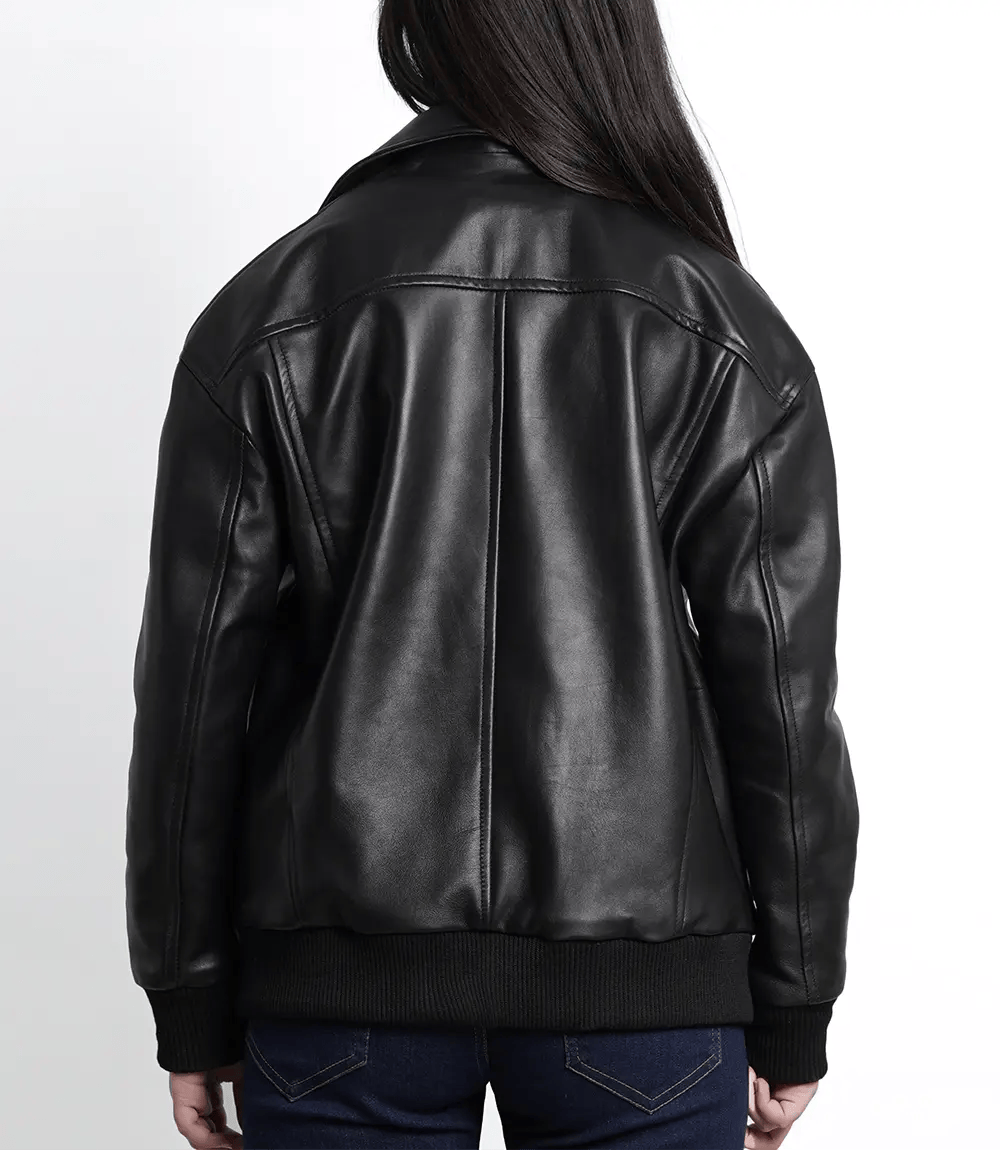 Women's Oversized Leather Bomber Jacket​